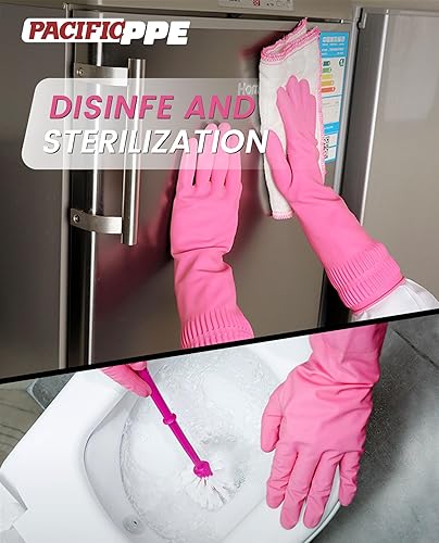 Miniatura 5 de PACIFIC PPE 2 pares de guantes de goma reutilizables para lavar platos, antideslizantes, cocina, pequeño