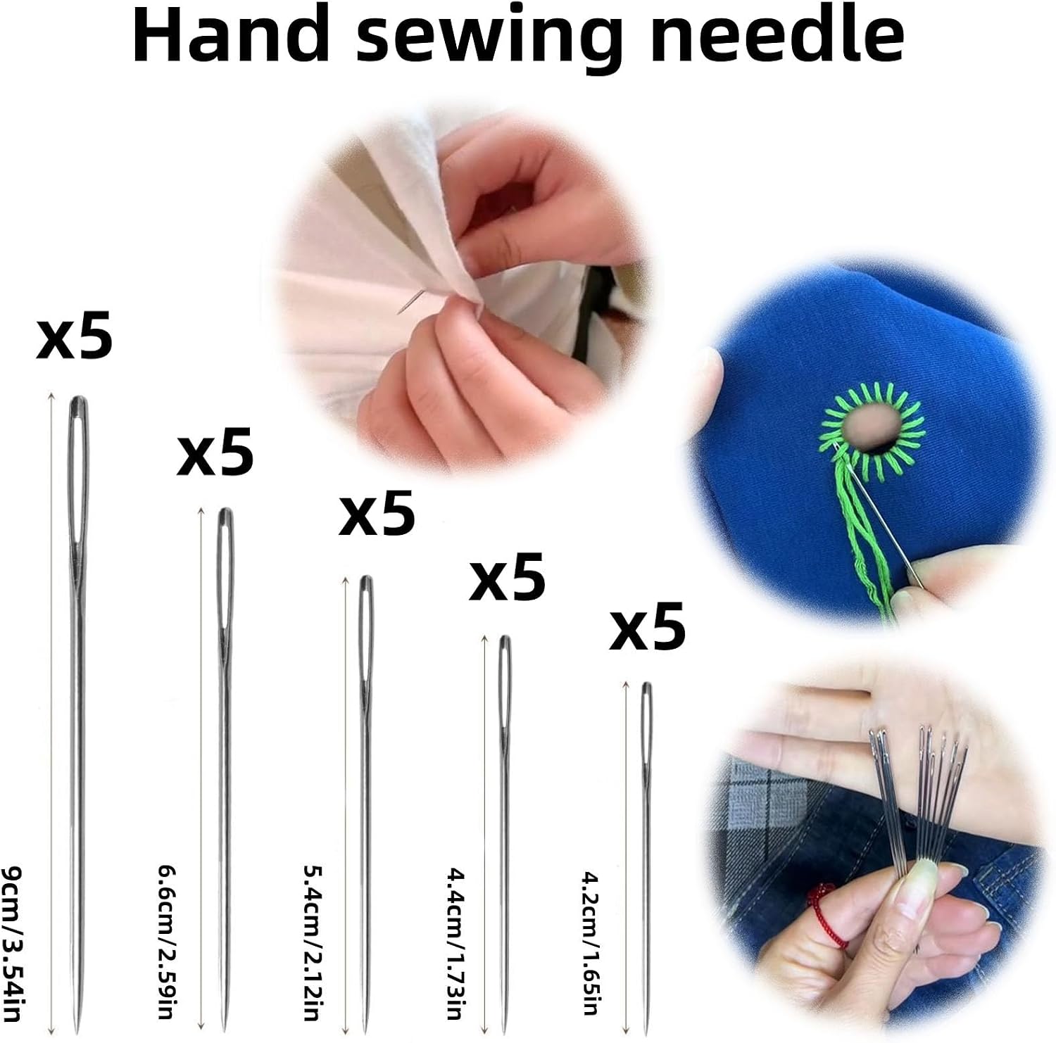 Big Eye Steel Sewing Needles Kit 36 Piece, Multi-Purpose Needle and Thread Kit, Steel Sewing Needles Kit Clothing, Sewing Kit for Beginners