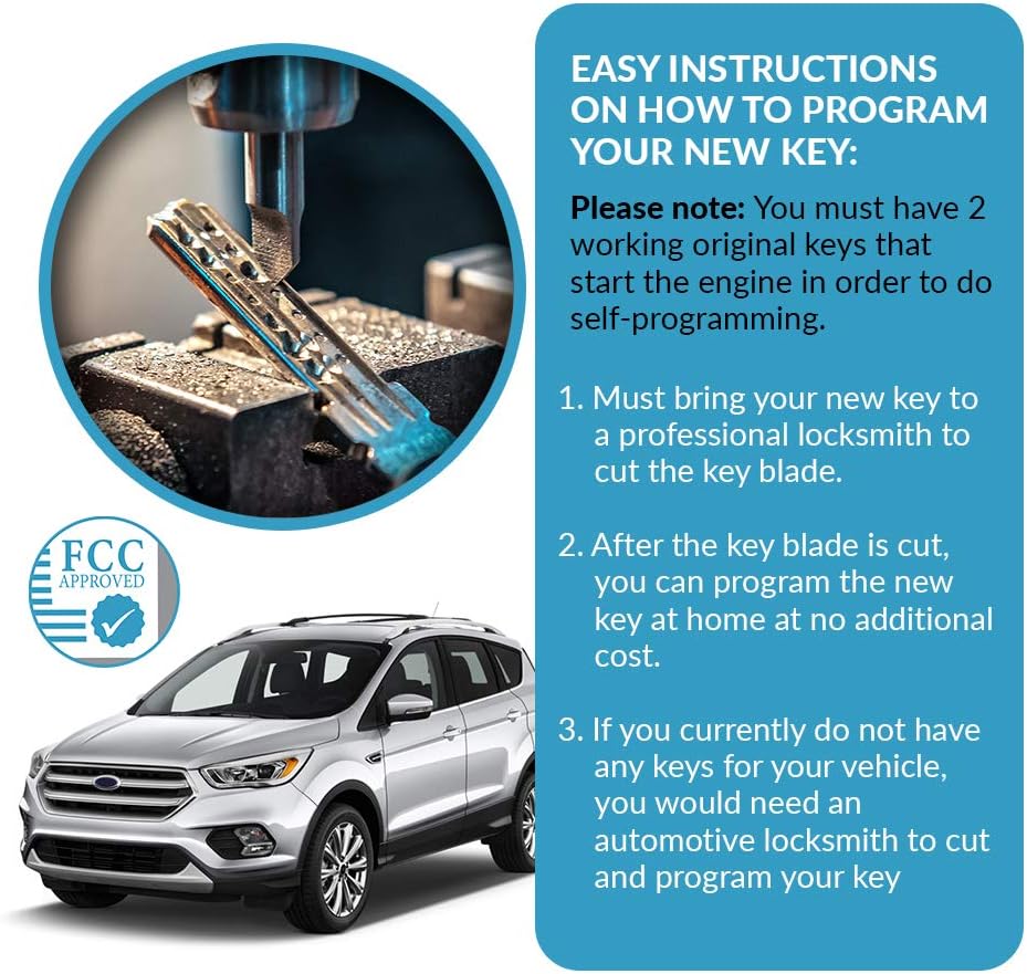 Keyless2Go Replacement for New Uncut Keyless Remote Head Key Fob Ford Fiesta That Use OUC6000022 (2 Pack)