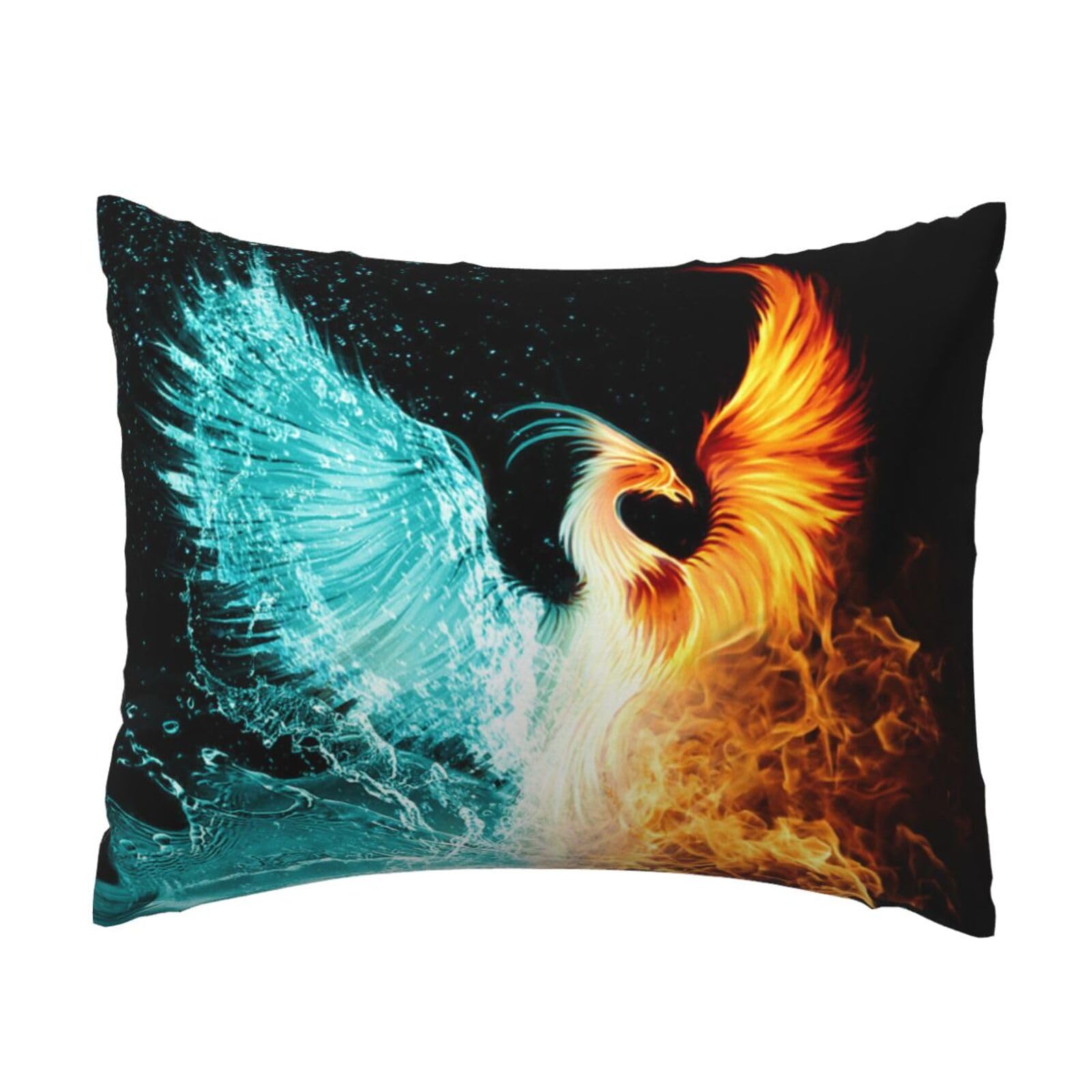 WSHFFILO fire and water phoenix printed Pillow Case 20x26in Decorative pillowcase Throw Pillow Cover