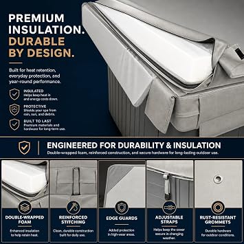 MySpaCover Custom-Made Hot Tub and Spa Cover Replacement | High-Density EPS Foam Insulation | HydroTex 600D or Marine Vinyl | Any Shape and Size up to 96 x 96 in. |