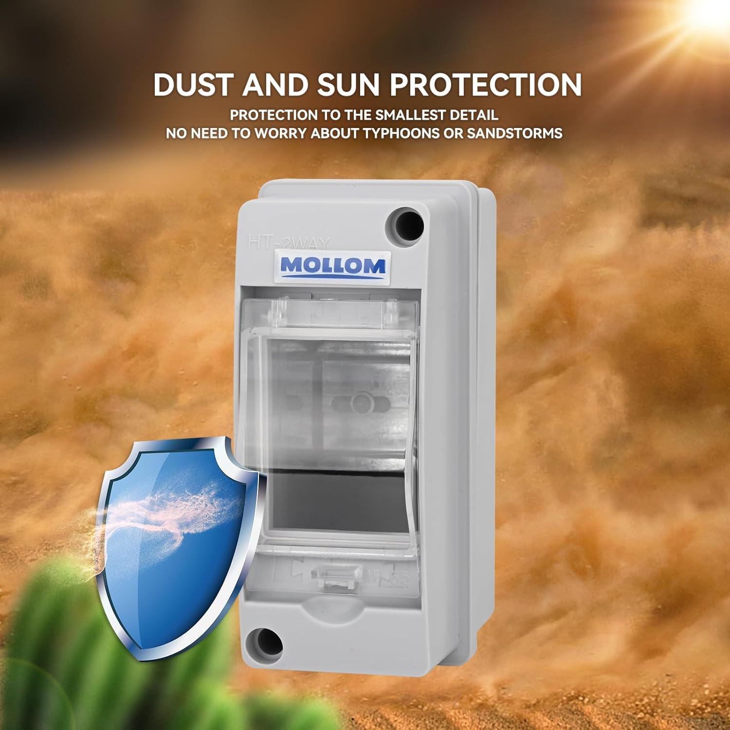 MOLLOM 2 Way Circuit Breaker MCB Distribution Protection Box with DIN Rail, IP65 Waterproof,for Indoor and Outdoor - Image 4