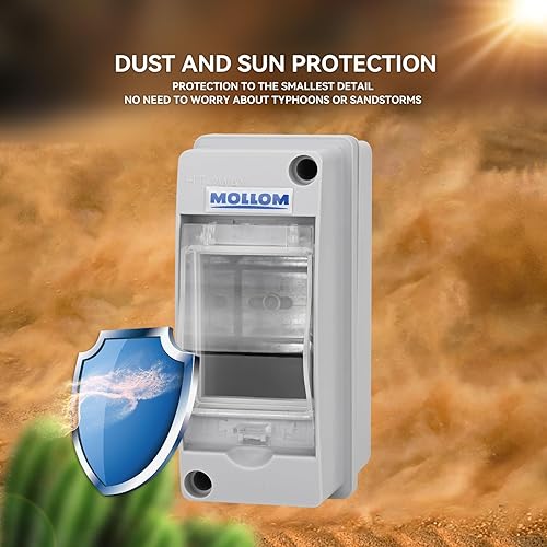 Miniatura 4 de MOLLOM Caja de protección de distribución MCB del disyuntor de 2 vías con carril DIN, impermeable IP65, para interiores y exteriores