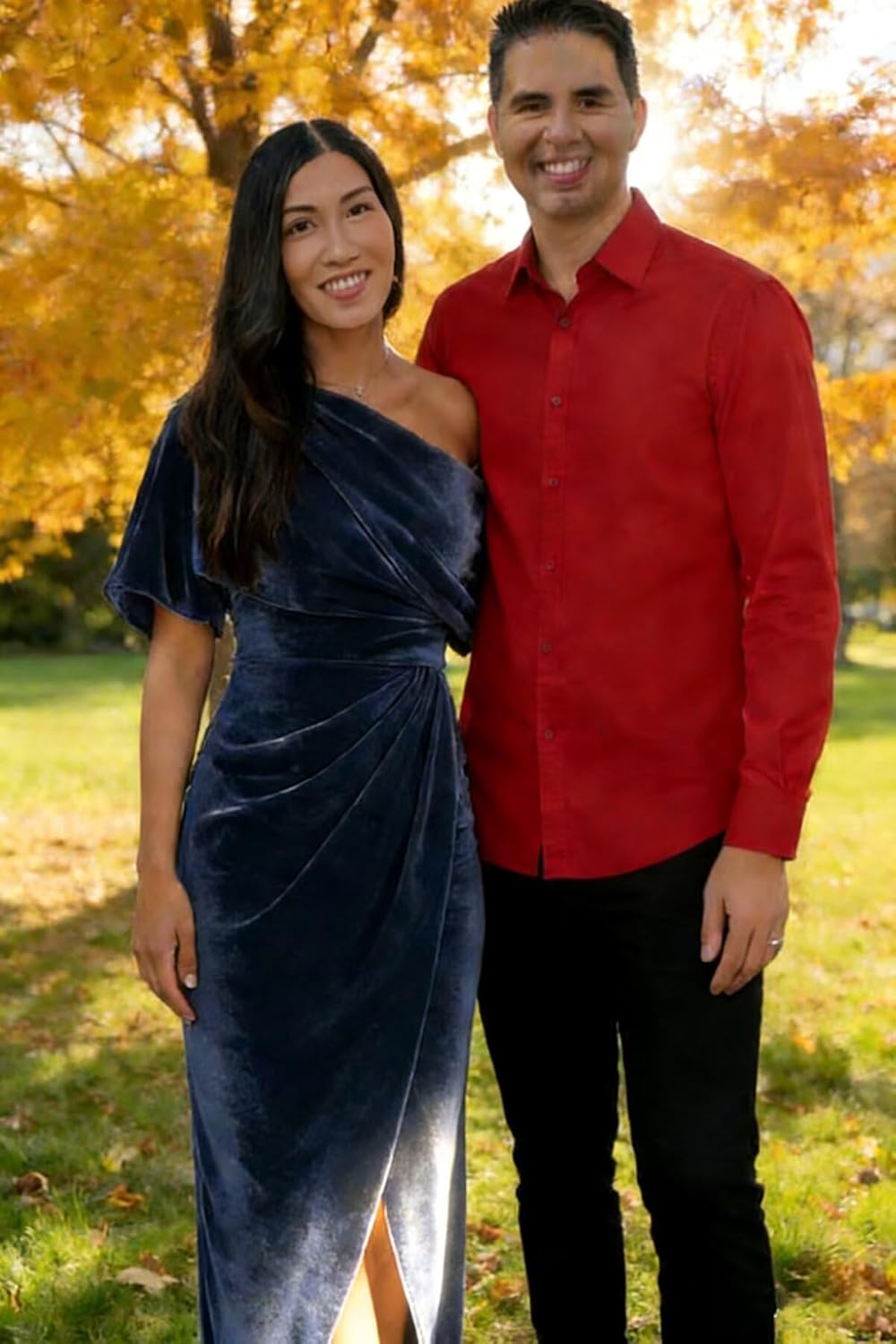 Velvet Cocktail Dresses for Women One Shoulder Bridesmaid Dress Long Short Sleeves Ruched Evening Gowns - Image 7