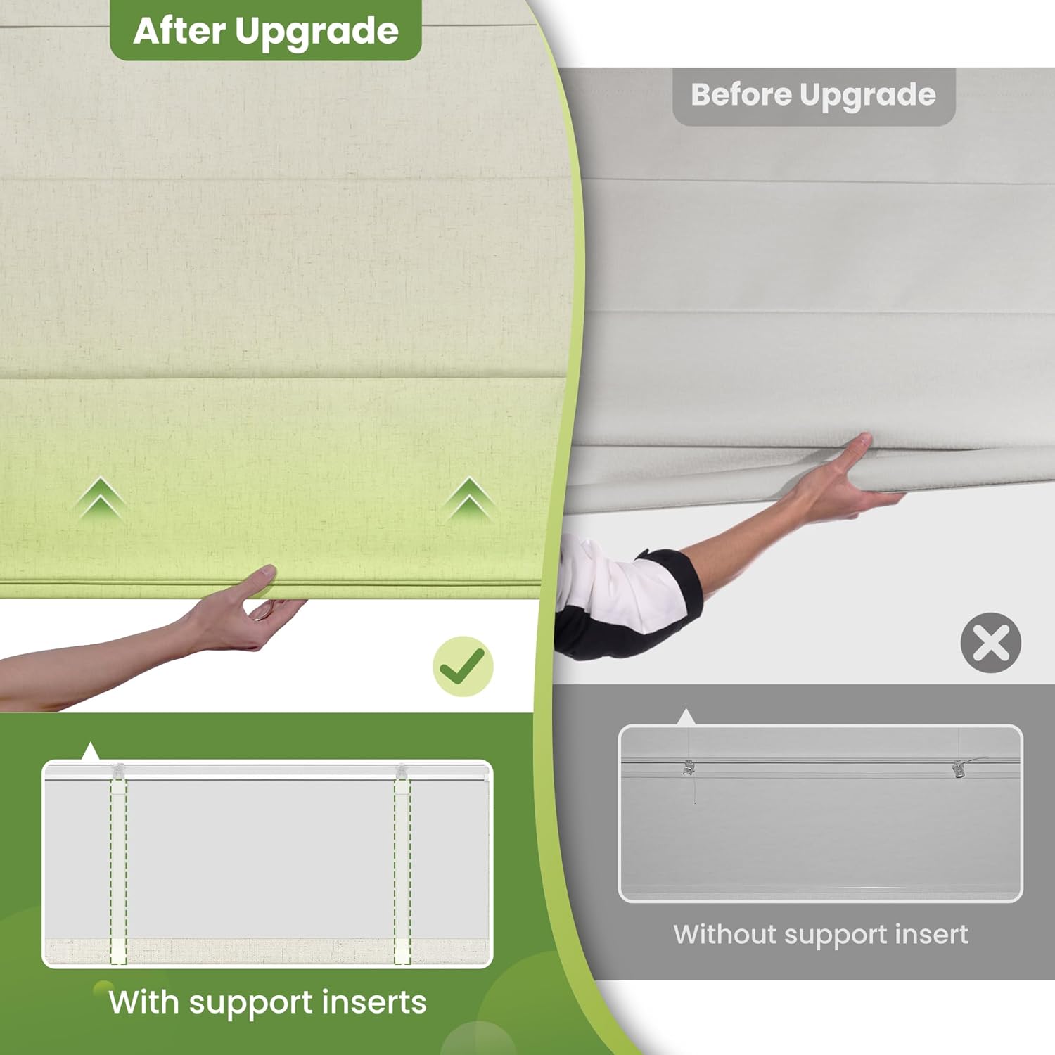 No Drill Top Down Bottom Up Roman Shades for Window, Cordless Linen No Tools Roman Blinds See Through, Privacy, Thermal Insulation for Home, Easy to Install, Beige, Custom Size