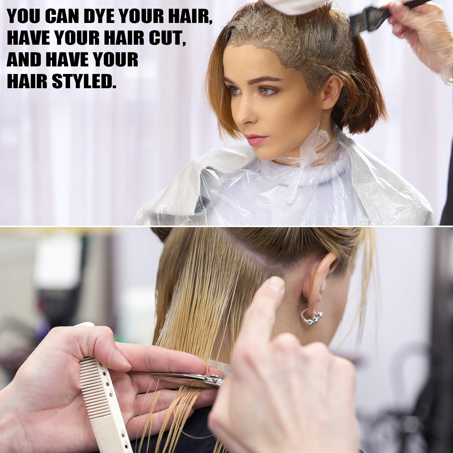 SATINIOR 200 Pcs Disposable Hair Salon Capes Bulk 35.43 x 47.24 Inch Transparent Waterproof Barber Hair Color Dye Cape Hairdresser Shampoo Apron Household Salon Cloak