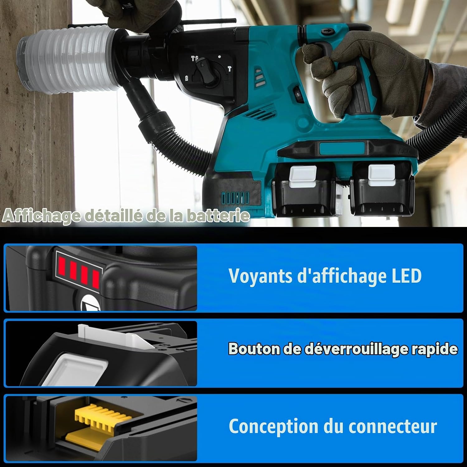 4 Pièces 10.0Ah/10000mAh Remplacement pour Makita Batterie 18V BL1860B - Mise en situation et utilisation