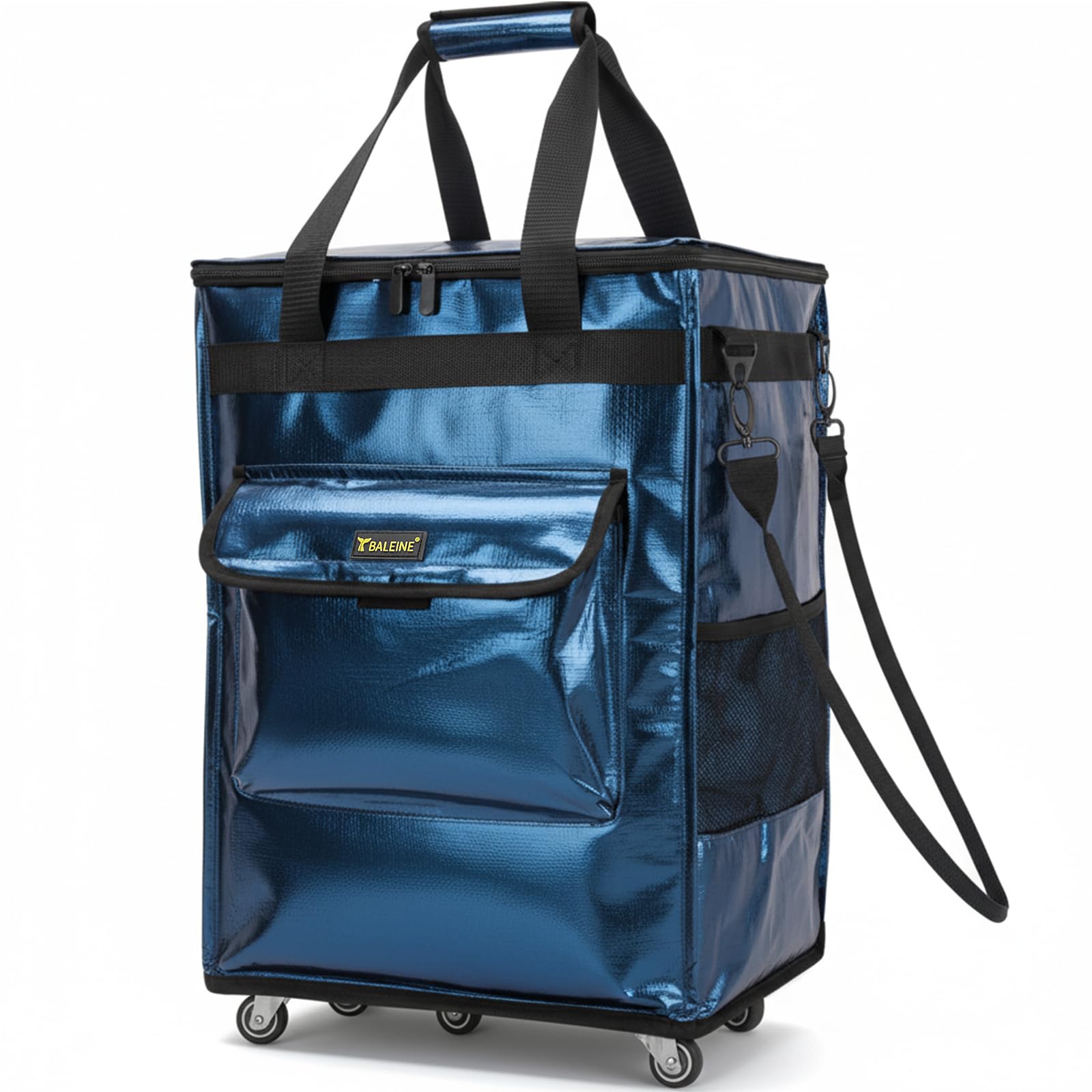 BALEINE Reusable Grocery Bag on Wheels, Foldable Rolling Tote Bag
