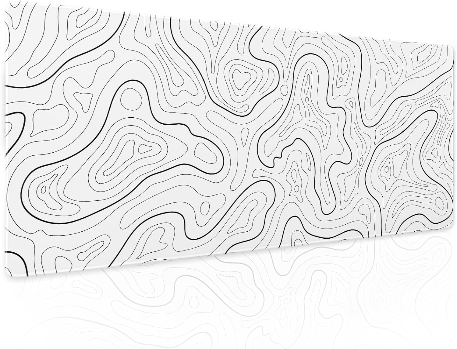 White Topographic Contour Gaming Mouse Pad XL Geographic