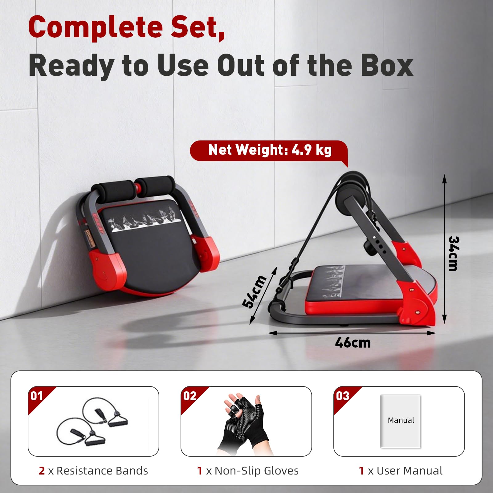 Core Bauchtrainer für Zuhause, Klappbarer Bauchroller Bauchmuskeltrainer Fitnessgeräte für Zuhause, 21-in-1 Multifunktionales Bauch Trainingsgerät, für Bauch, Beine, Arme und Core-Training