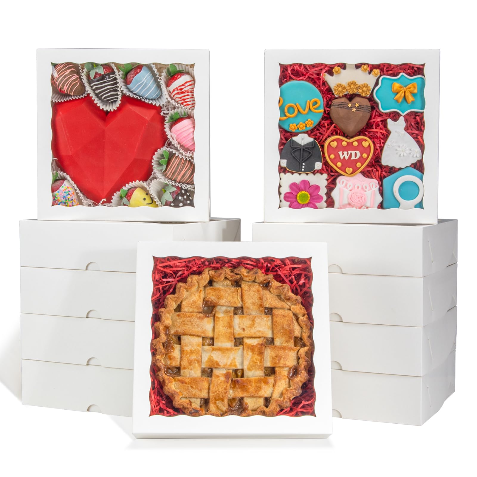 RomanticBaking 50pcs 9x9x2.5 Inches Pie Boxes Chocolate