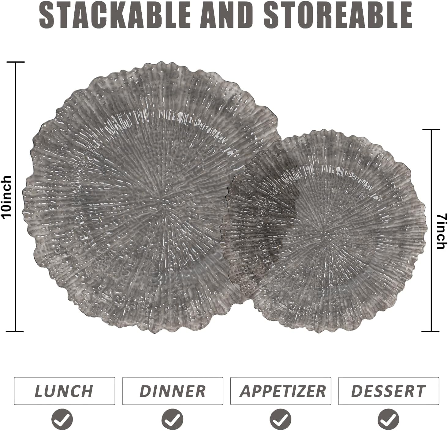 U-QE 60PCS Clear Black Plastic Plates, Heavy Duty Black Disposable Plates Including 30PCS 10'' Dinner & 30PCS 7'' Dessert Plates -Hard Plastic Platos for Party & Wedding & Birthday