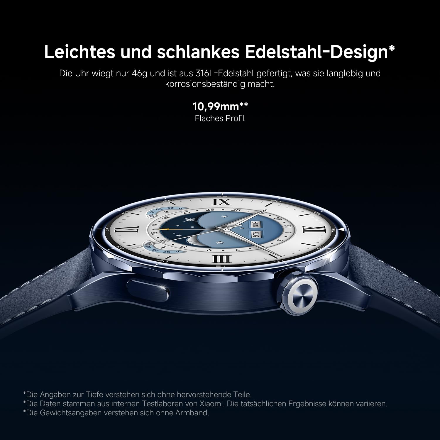 XIAOMI Watch S5 46mm Smartwatch 1,48" AMOLED Fitness-Tracker Herzfrequenz Schlafüberwachung 21 Tage Akku Dualband-GPS NFC Schwarz