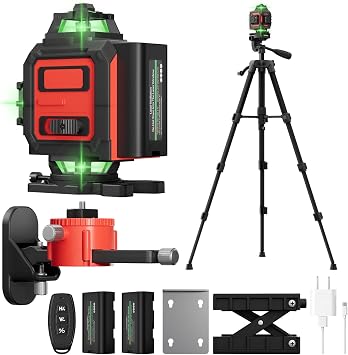 Laser Level, 4D 16 Lines 4x360Self-Leveling Green Beam with Tripod & Remote, Cross Line Construction Tool for Flooring, Renovation and Home Projects