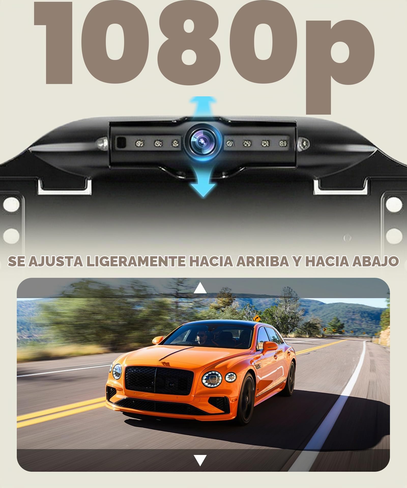 Rimoody Cámara de Marcha Atrás 1080P para Matrícula Europea - 7 Leds Visión Nocturna, IP67 Impermeable, Gran Angular 100°, 3 Modos (CVBS/720P/1080P), Cámara de Aparcamiento para Coche