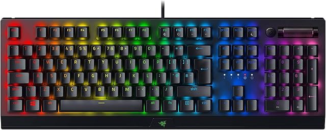 Razer BlackWidow V3 (Green Switch) - Mechanical Gaming Keyboard (RGB Chroma Lighting, Doubleshot ABS Keycaps, Multi-Fucntion Digital Roller and Media Key, Wrist Rest) UK Layout | Black