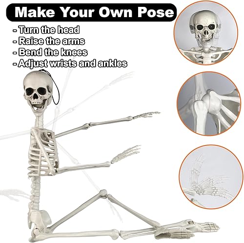 Miniatura 2 de Decoraciones de esqueleto de Halloween  36 pulgadas de cuerpo completo articulaciones, decoración de esqueleto humano realista para colgar