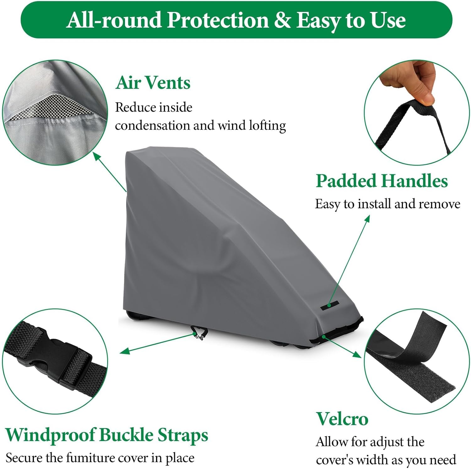 AKEfit Zero Gravity Chair Cover Outdoor Folding Lawn Lounge Chair Covers Waterproof All Weather Dustproof Oxford Anti with Storage Bag Grey