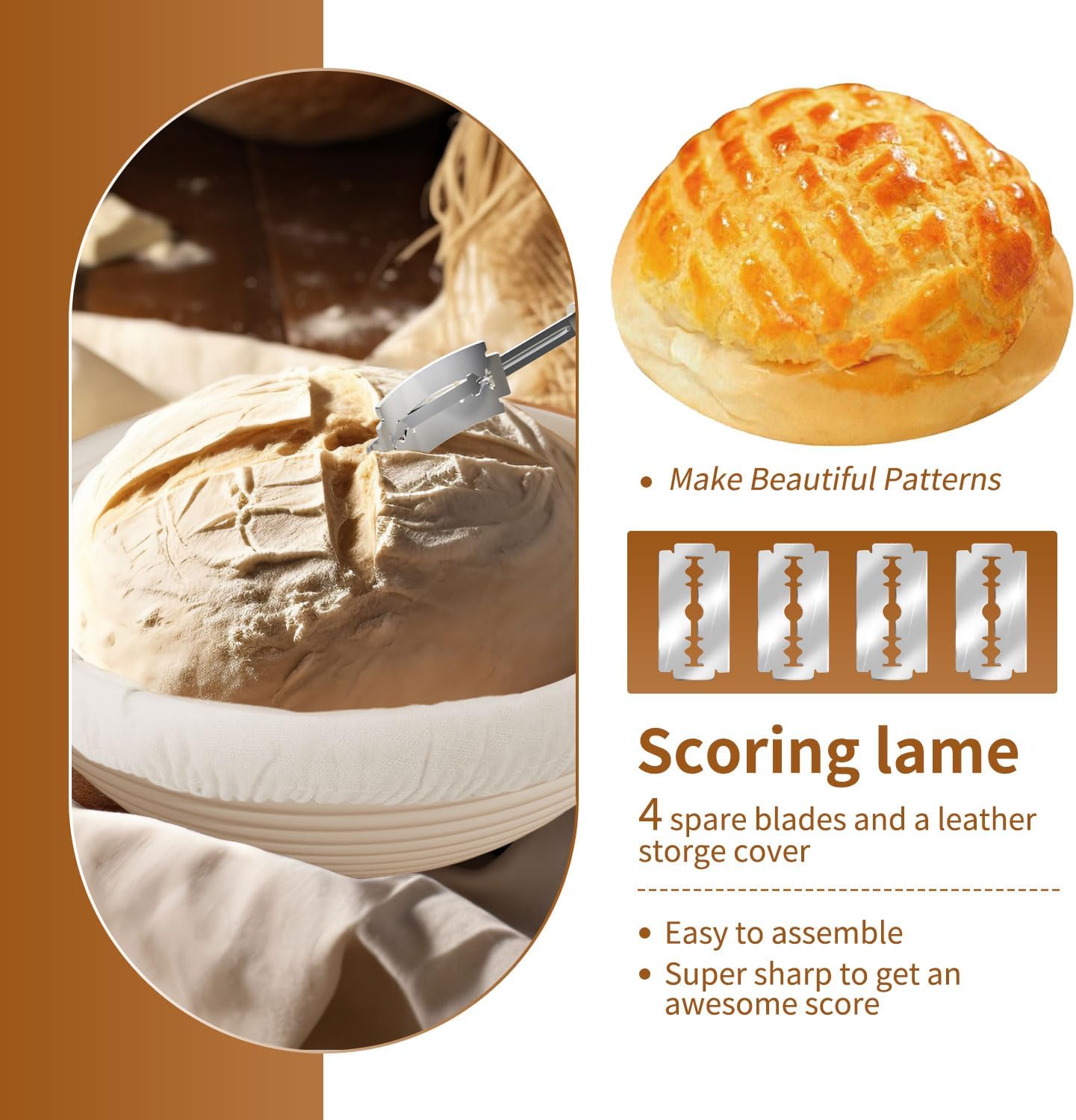 Banneton Bread Proofing Basket for Sourdough: 10 Inch Oval and 9 Inch Round Sourdough Starter Kit - Sourdough Bread Baking Supplies - Proofing Bowls for Sourdough Bread Making