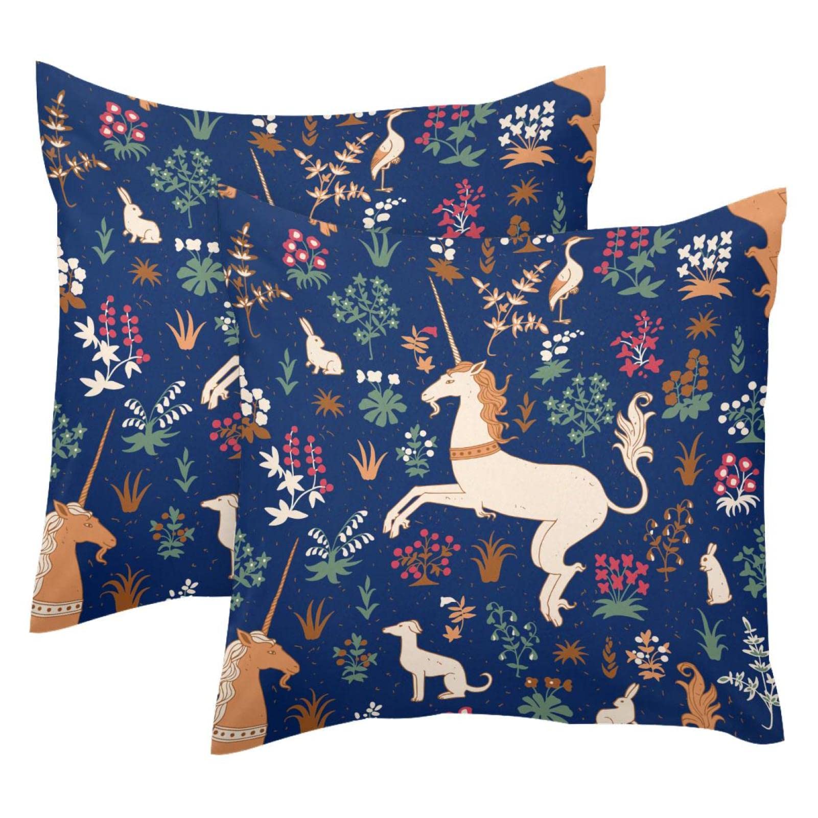 Housse de coussin lombaire TBOUOBT lot de 2 motif licorne fleurs