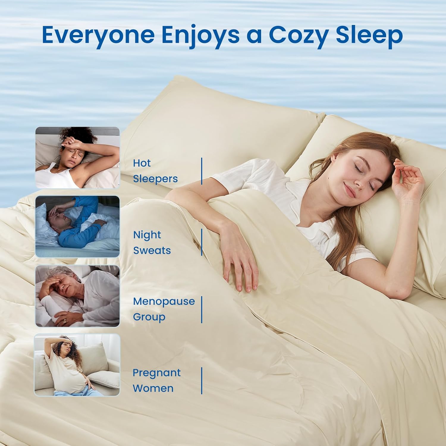 Cozy Bliss Cooling Comforter King Size, Reversible Lightweight Cooling Blankets for Hot Sleepers and Night Sweats, Q-Max>0.45 Soft Breathable Silky Smooth Summer Comforter, Khaki, 106"x90"