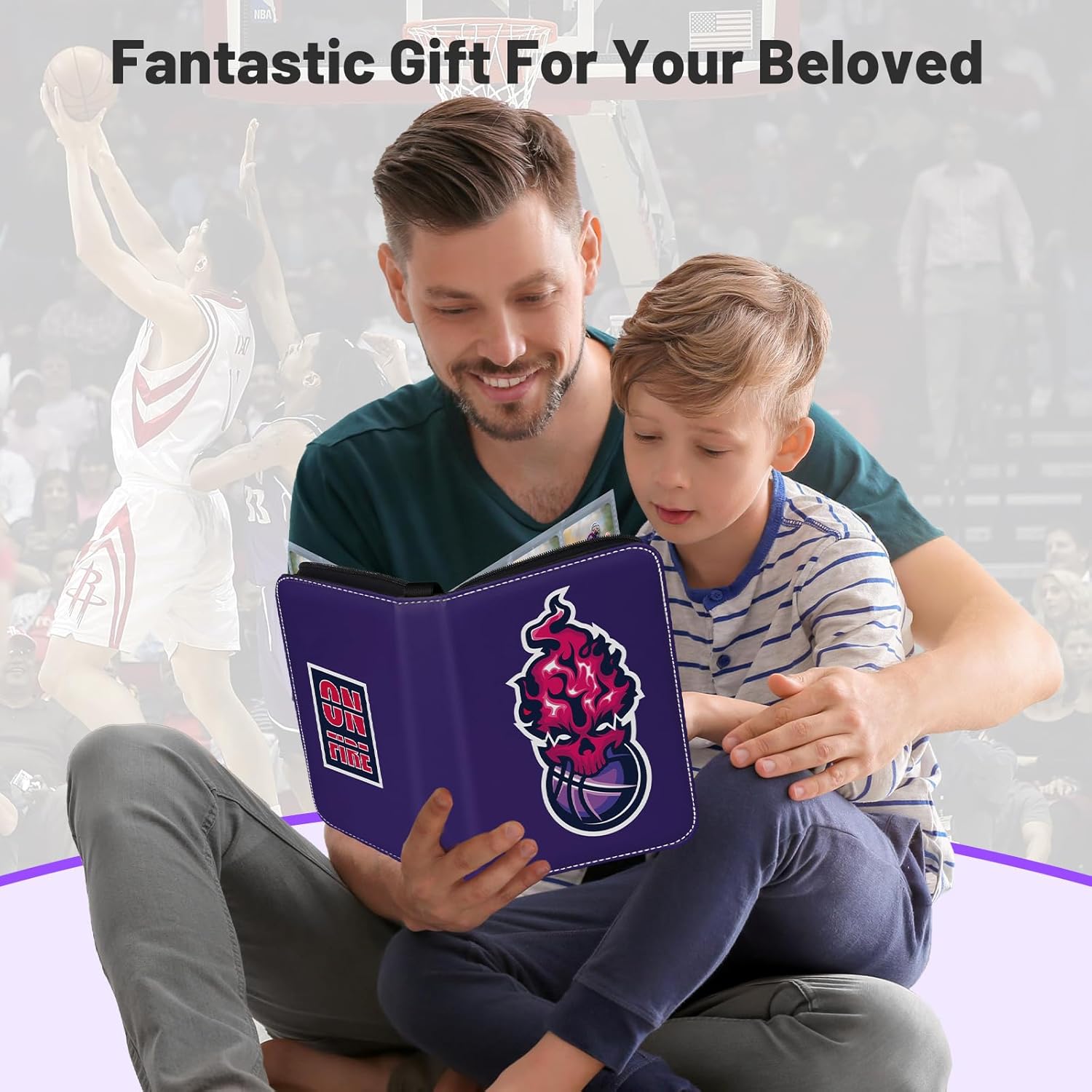 Basketball Card Binder, Trading Sports Card Binder Holder 900 Pockets with 50 Removable Pages, 9 Pocket Collector Album Storage Double Sided,Folder Book Case Gift for Boys And Girl (Purple)
