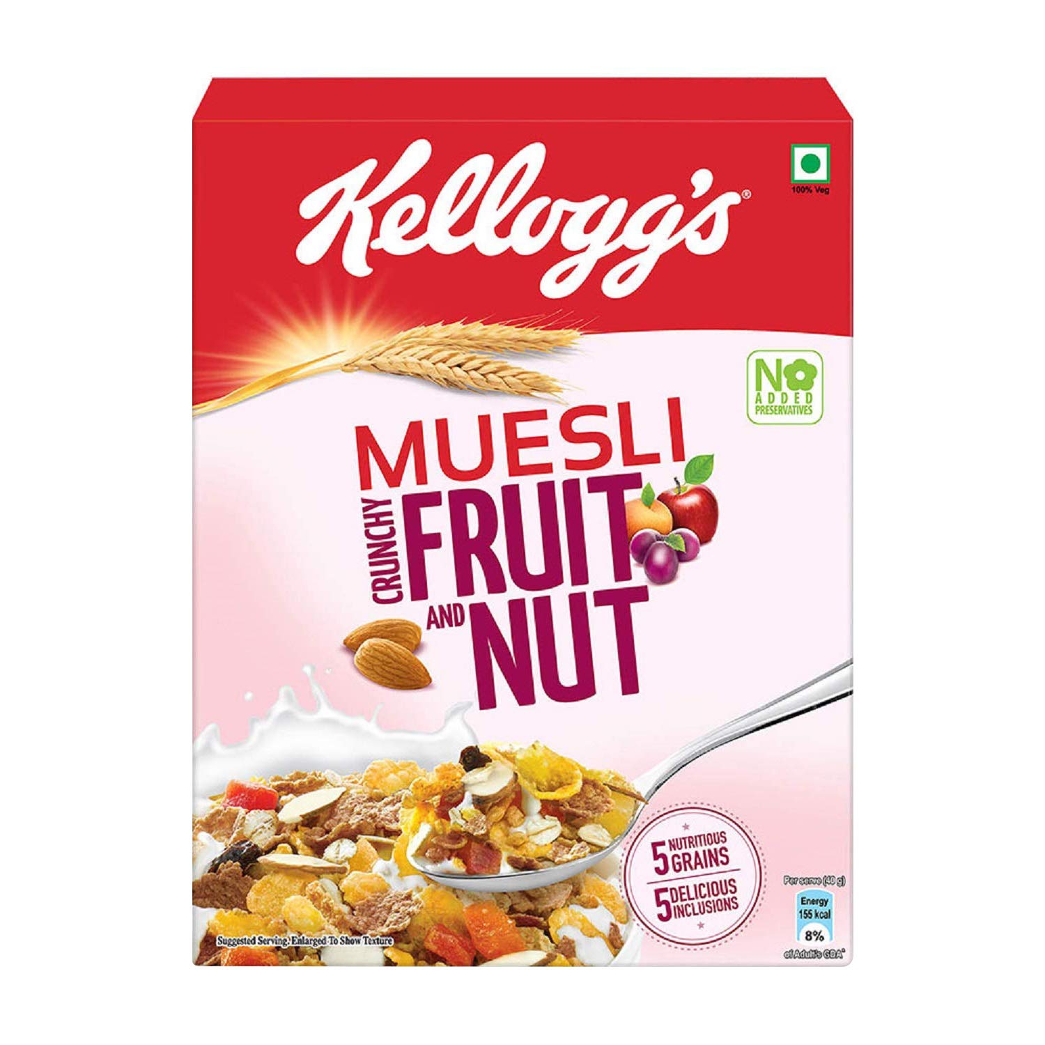 Kellogg's Muesli Crunchy Fruit And Nut, MultiGrain Cereal, High In
