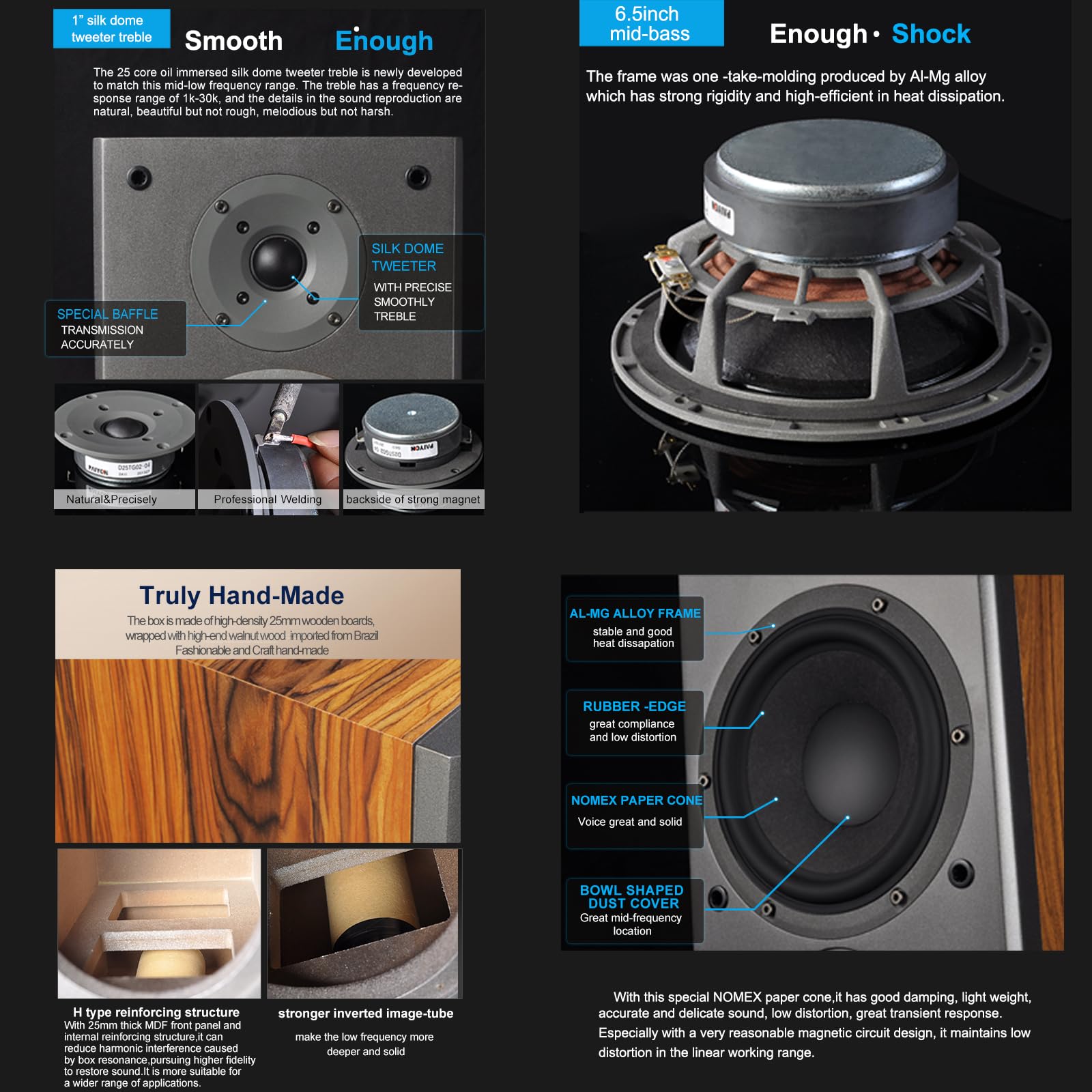 Amazon.co.jp: PAIYON HIFI-4S 4 オーム パッシブ ブックシェルフ