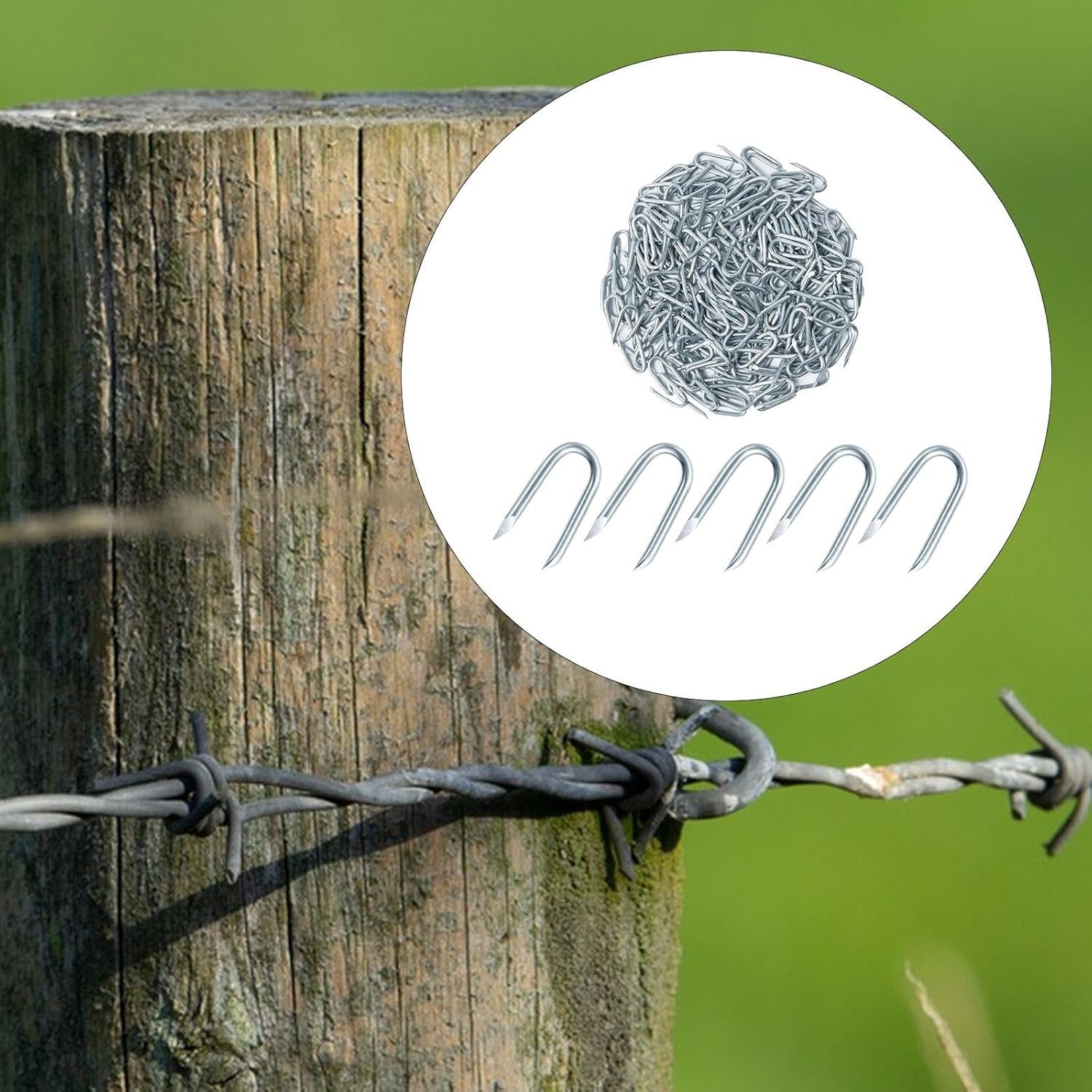 Galvanized Fence Staples 200 or 400 Pack for Wire Mesh Chicken Wire Wood Fencing Hardware- 200pcs