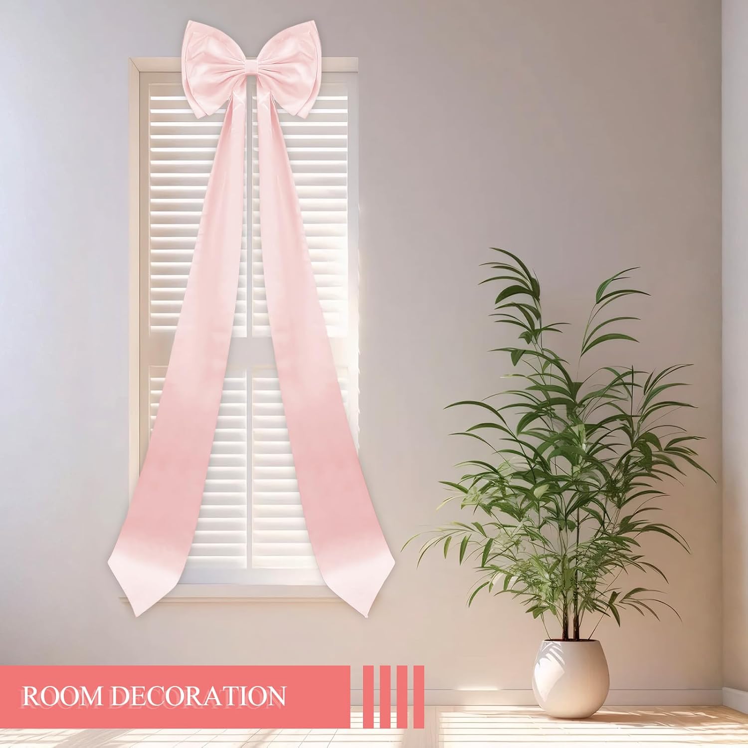 Giant Bow Decoration, Big Bows for Backdrop 75x18 Inch,Bow Themed Room Decor,Large Satin Decorative Bows for Wedding Engagement Bachelorette Baby Shower Bridal Christmas (Pink, 75x18 Inch)
