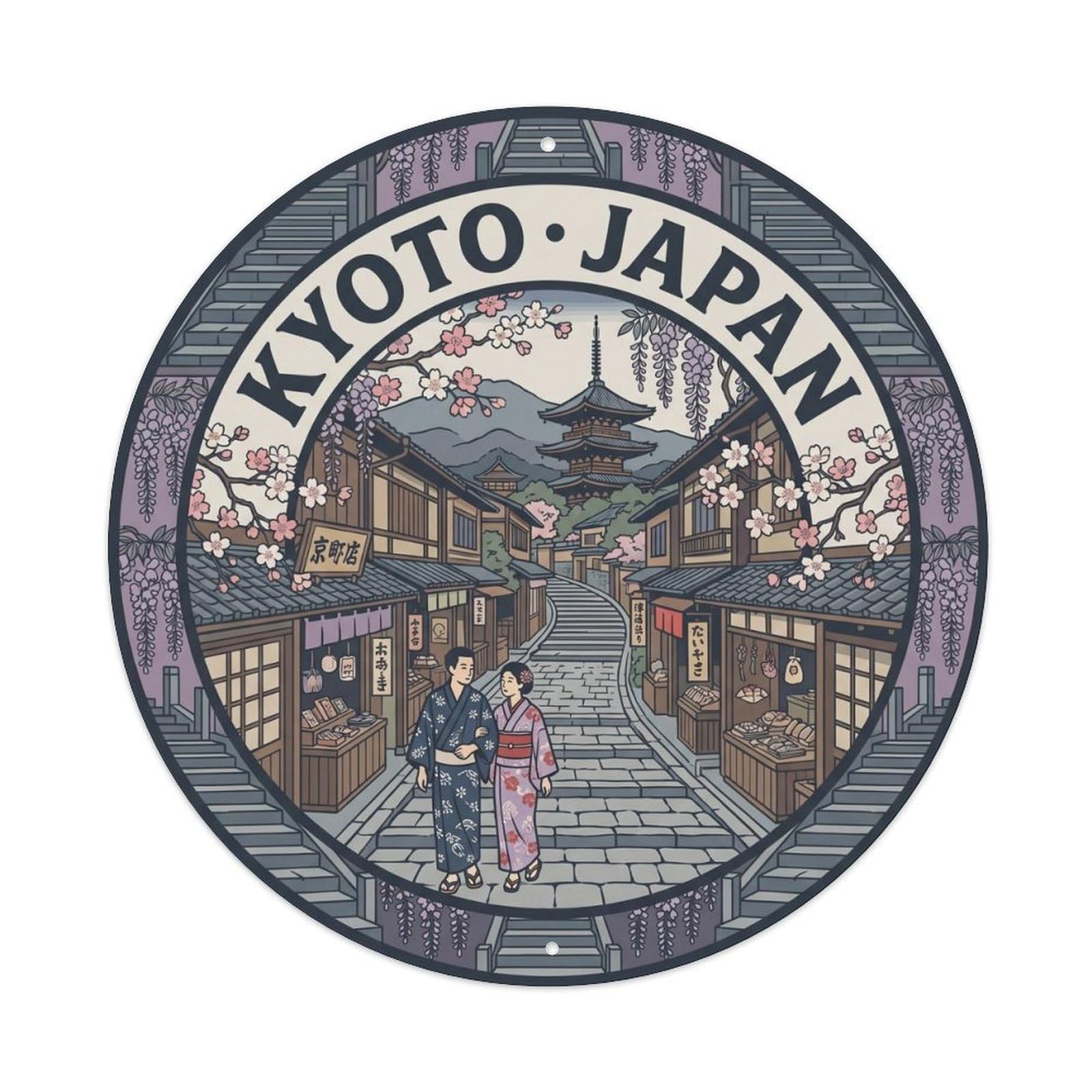 Kyoto Sannen Zaka Ninenzaka Cobblestone Japanese Metal Tin Sign
