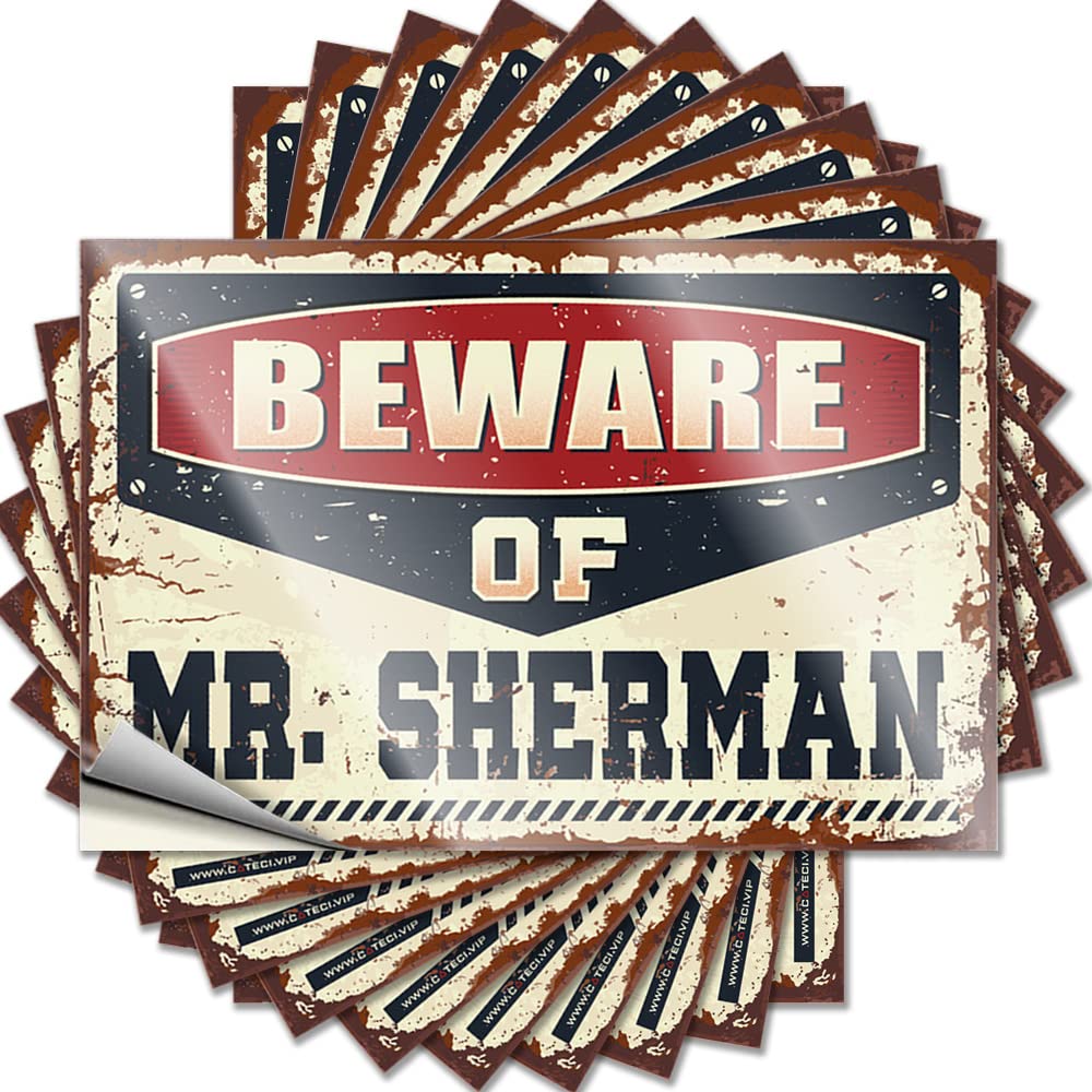 Outdoor Decorations for Patio Stickers Bumper | Beware of Mr. Sherman Tall Boys Sticker Pack(6X9CM)