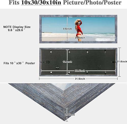 Vista 286 de Marco gris rústico de 18 x 24 pulgadas, marco para póster de 18 x 24 pulgadas, color gris envejecido, grande, retro, natural, 24 x 18 pulgadas