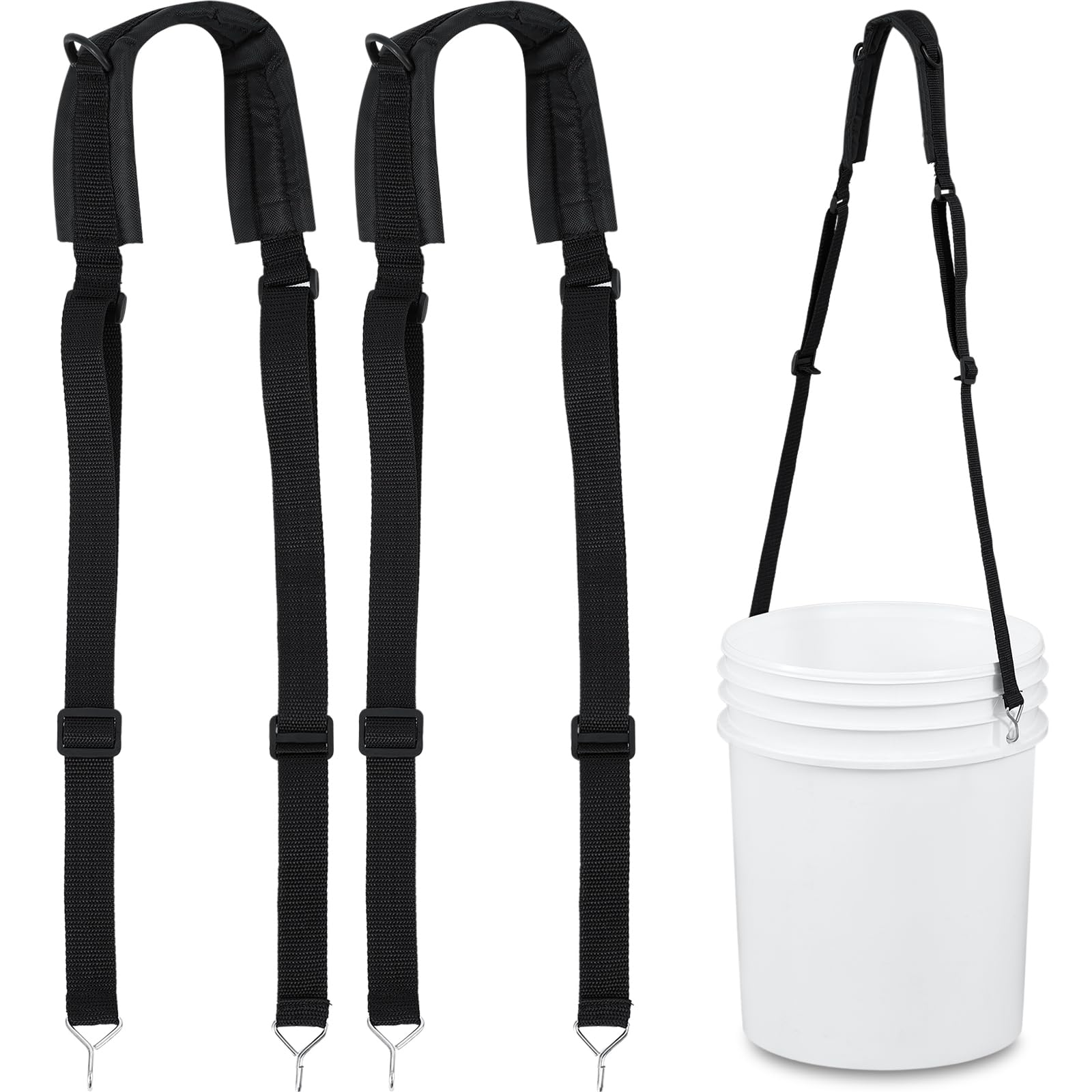 Sonwyoung 2 Pcs 5 Gallon Bucket Shoulder Carrying Strap, Multifunctional Sling Bucket Holder for 5 Gallon Pail Accessories, Length Extension Replacement for Wire Handle