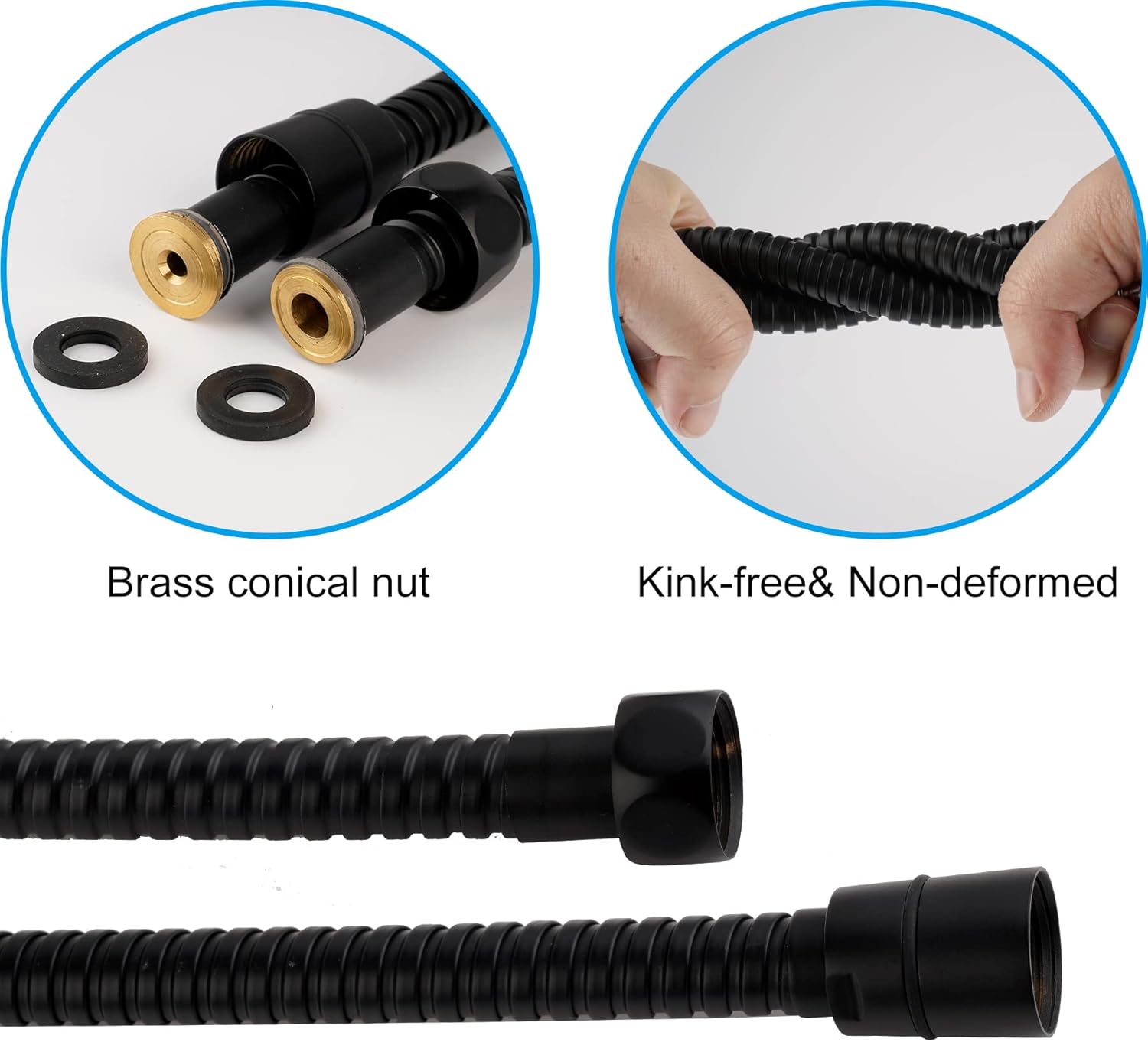 Hibbent All Metal Shower Hose, 59 Inch Stainless Steel Extra Long Bathroom Shower Hose Replacement, Anti-Twist Flexible Handheld Shower Head Hose Extension with Brass Insert & Nut, Oil Rubbed Bronze