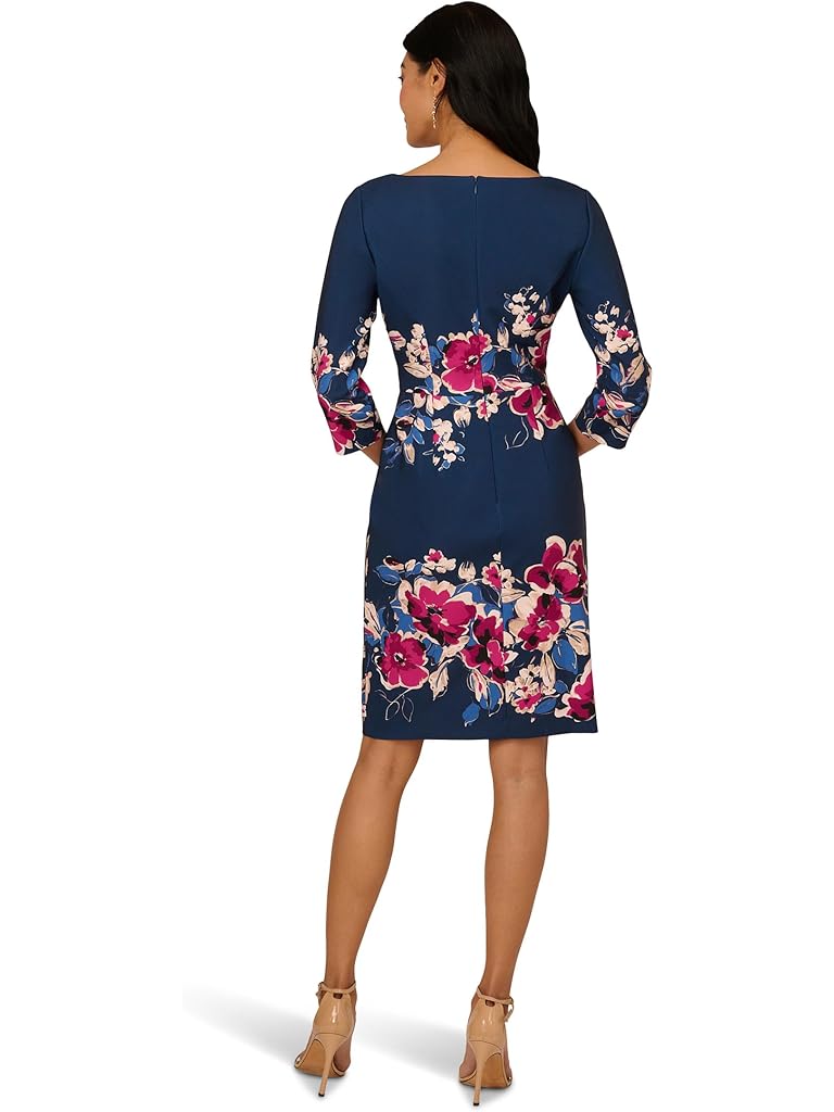 Multi Adrianna Papell Border Floral Midi Dress