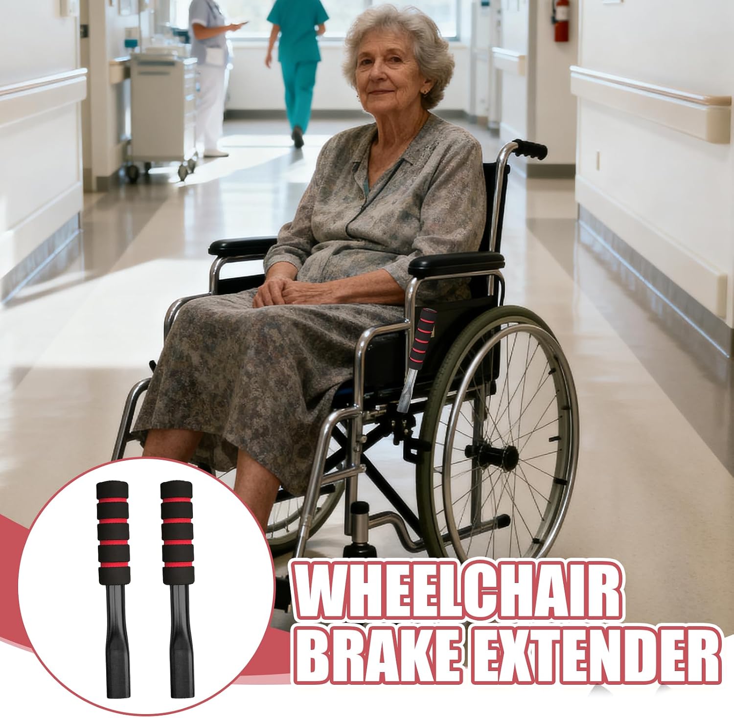 Wheelchair Brake Extenders Wheelchair Brake Handle Extensions,Wheelchair Brake Extension Handles(Straight) (Black)