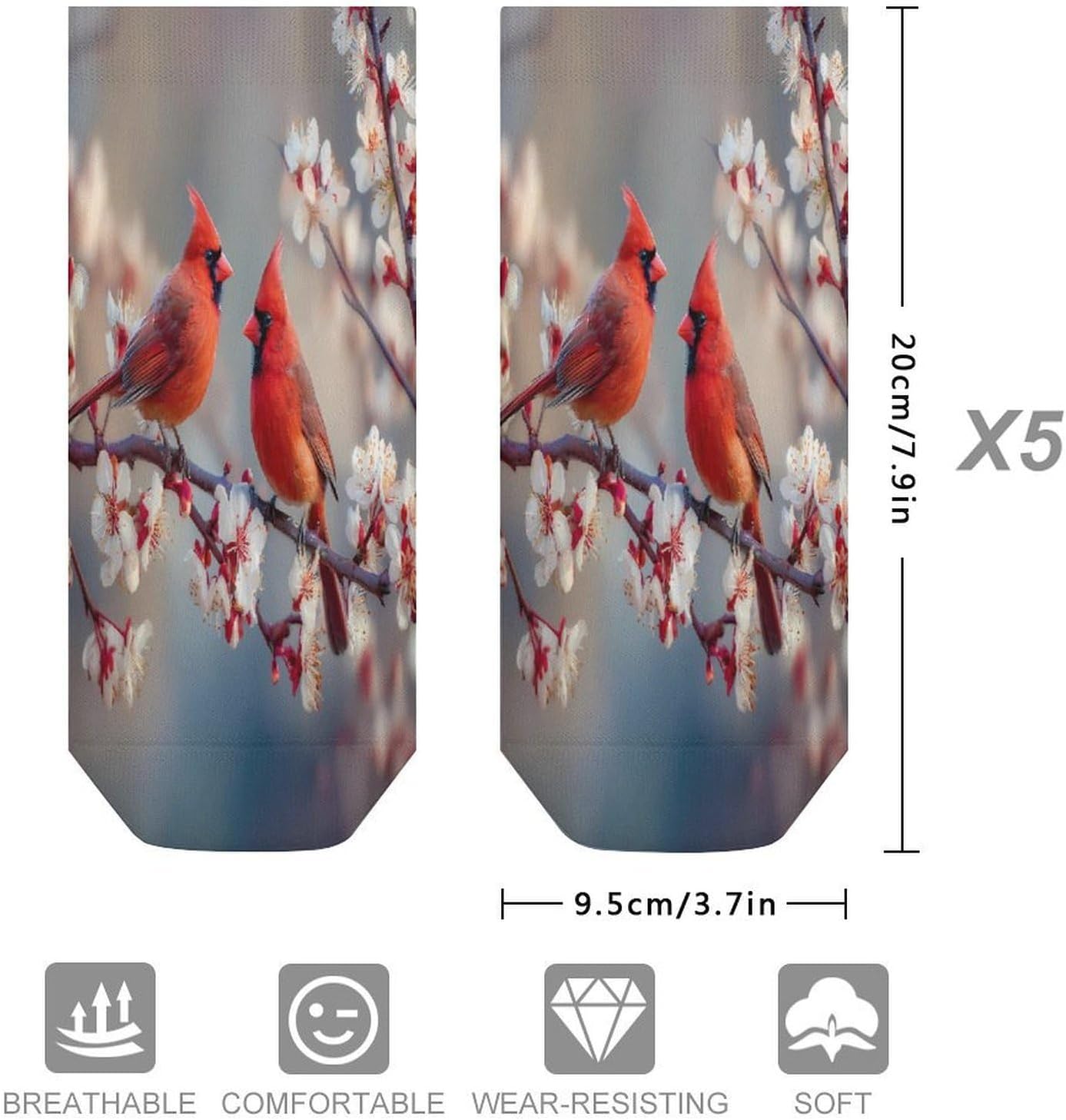 Cardinal Flower Socks for Men Women 5 Pairs Ankle Socks