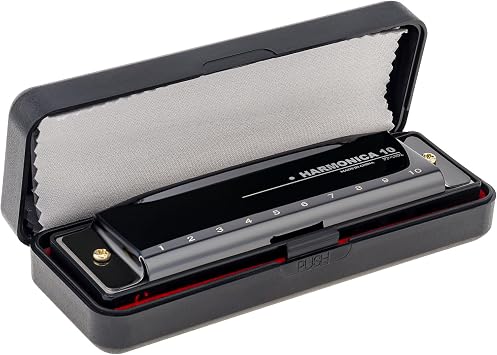 Blues Harmonica Harp Mouth Organ, 10 Holes C Key Harmonica for Adults Beginner