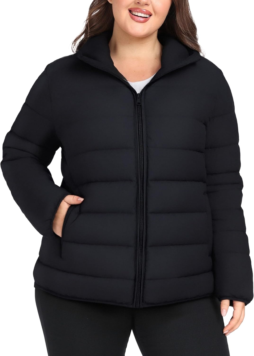 wantdo Women's Plus Size Lightweight Jackets Full-Zip Quilted Warm Jacket with Hood - Image 2