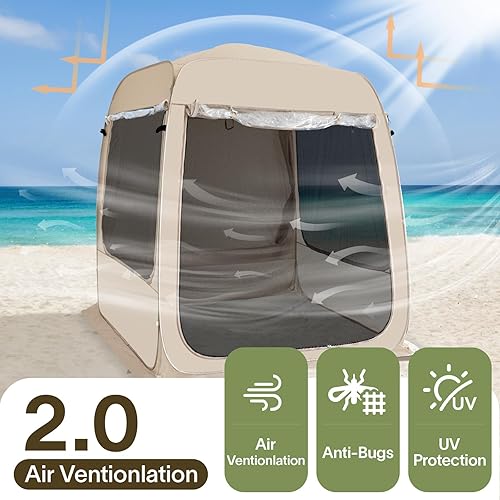 Miniatura 3 de Alvantor - Tienda de campaña con toldo y mosquitero desplegable para 6, 10 y 15 personas, refugio solar instantáneo, resistente a los rayos