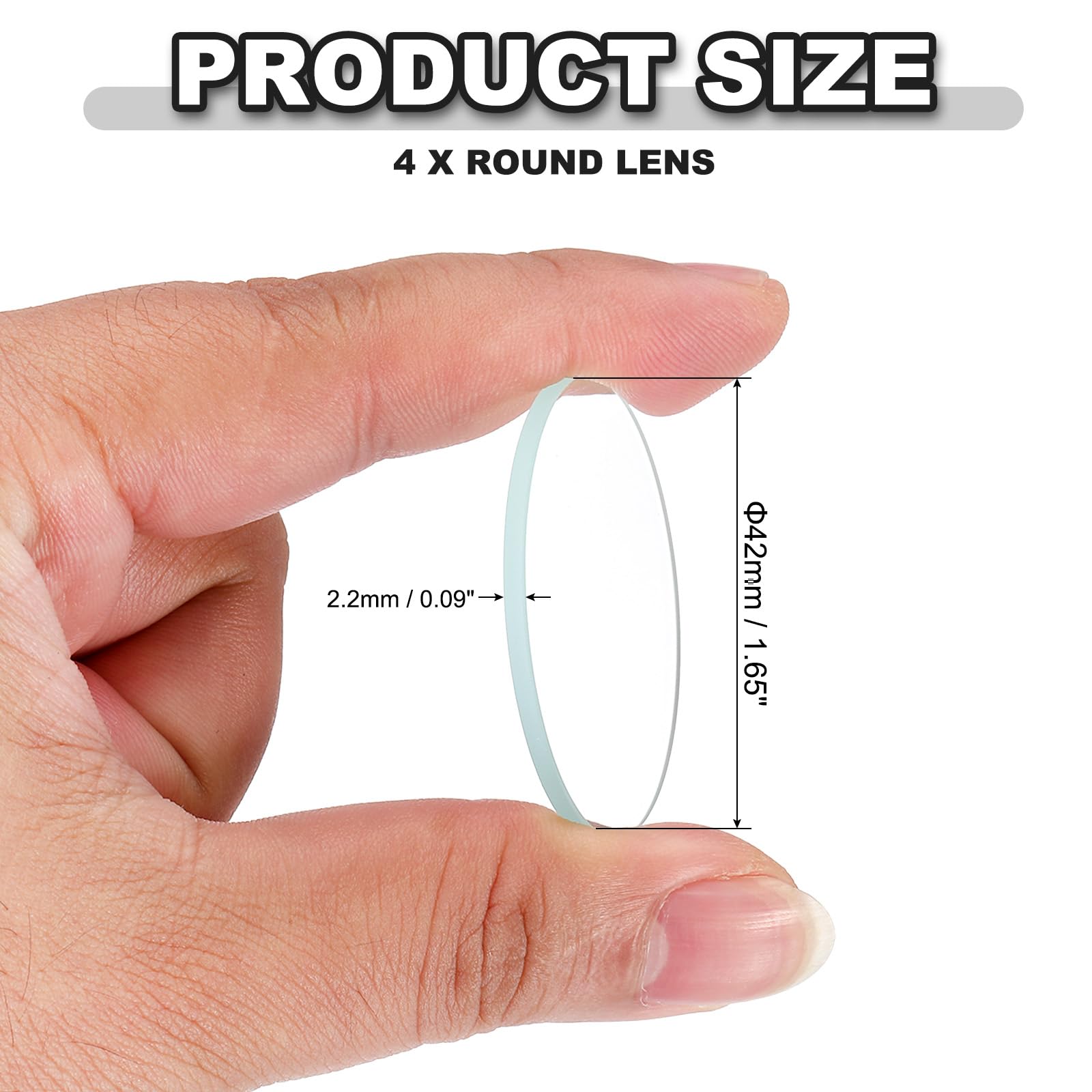 PATIKIL 1.65" Dia LED Lens, 4 Pcs Polished Edge Flashlight Replacement Parts Glass Lens for Light Source Lens Replacement Transparent - Image 2