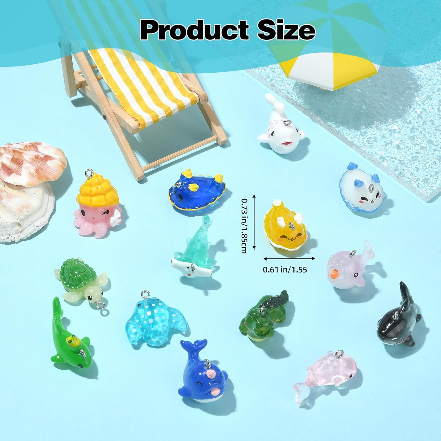 36 Pcs Resin Animal Pendants - Mini Sea Axolotl Tortoise Charms for Jewelry Making DIY Accessories - Image 2