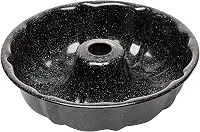 LYOR - Forma para Bolo com Furo Antiaderente de Aço Carbono Granilite Preta 24cm x 6cm