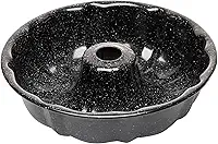 LYOR - Forma para Bolo com Furo Antiaderente de Aço Carbono Granilite Preta 24cm x 6cm