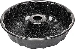 LYOR - Forma para Bolo com Furo Antiaderente de Aço Carbono Granilite Preta 24cm x 6cm