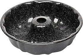 LYOR - Forma para Bolo com Furo Antiaderente de Aço Carbono Granilite Preta 24cm x 6cm