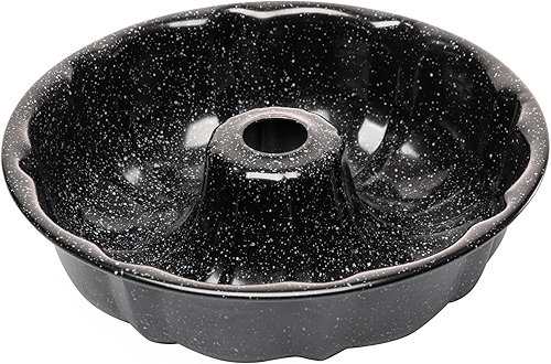 LYOR - Forma para Bolo com Furo Antiaderente de Aço Carbono Granilite Preta 24cm x 6cm