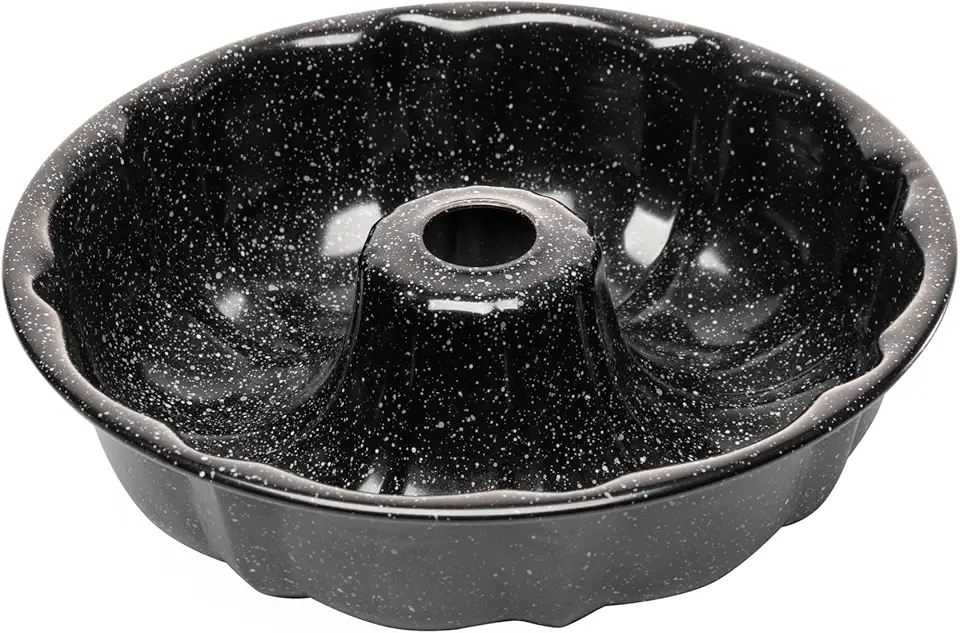 LYOR - Forma para Bolo com Furo Antiaderente de Aço Carbono Granilite Preta 24cm x 6cm