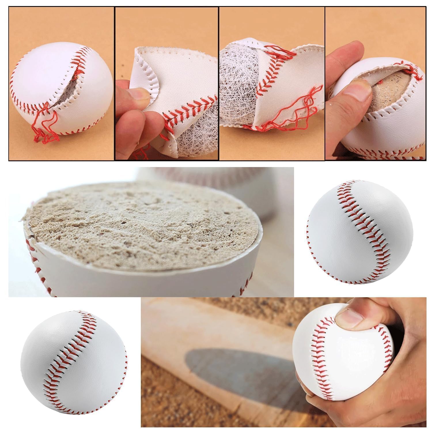 Pelotas de Béisbol Cosidas a Mano, 9 Pulgadas, PU Suave, para Adultos y Jóvenes